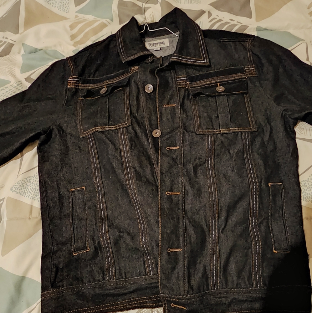 Stacy Adams Black Denim Jean outfit, xlarge jacket & pants 38waist 30length